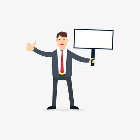 A businessman who holds the small bulletin boardのイラスト素材