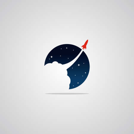 Illustration vector graphic of Rocket in the Night Sky. Perfect to use for Technology Companyのイラスト素材