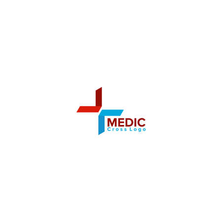 Illustration Vector Graphic of Red and Blue Digital Cross Logo. Perfect to use for Medical Logoのイラスト素材