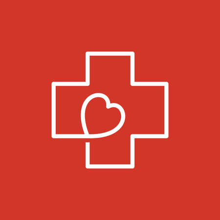 Illustration Vector Graphic of Cross Logo With Red Background. Perfect to use for Medical Logoのイラスト素材