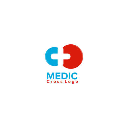 Illustration Vector Graphic of Cross Logo with Red and Blue Circle. Perfect to use for Medical Logoのイラスト素材