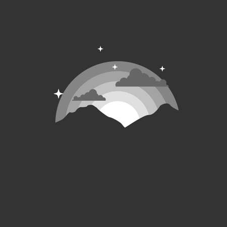 Mountain in the Night. Silhouetteのイラスト素材