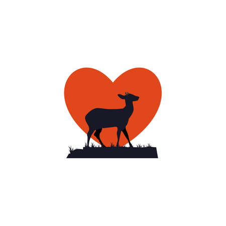 Illustration Vector Graphic of Love Deer Logo. Perfect to use for Technology Companyのイラスト素材