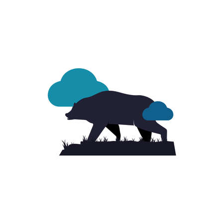 Illustration Vector Graphic of Cloud Grizzly Bear Logo. Perfect to use for Technology Companyのイラスト素材