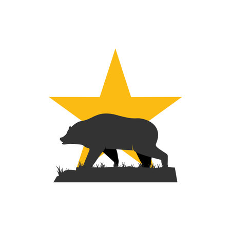 Illustration Vector Graphic of Star Grizzly Bear Logo. Perfect to use for Technology Companyのイラスト素材