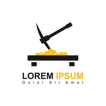 Illustration Vector Graphic of Pickaxe Logo. Perfect to use for Mining Companyのイラスト素材