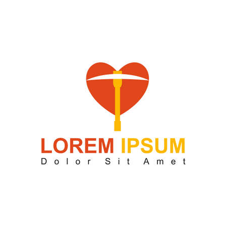 Illustration Vector Graphic of Love Pickaxe Logo. Perfect to use for Mining Companyのイラスト素材