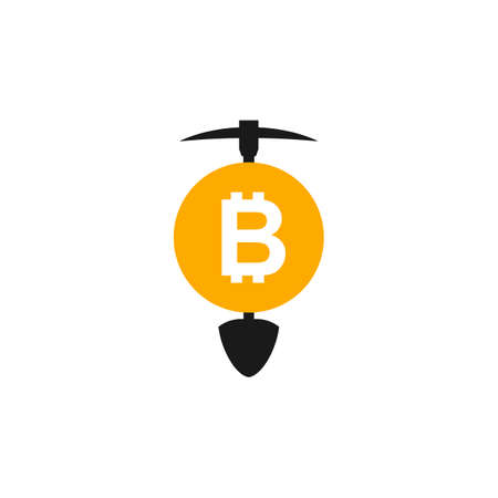 Illustration Vector Graphic of Bitcoin Mining Logo. Perfect to use for Mining Companyのイラスト素材