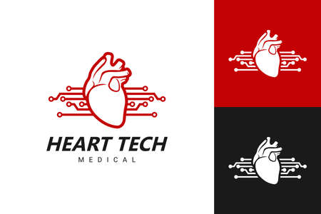 Illustration Vector Graphic of Heart Tech Logo. Perfect to use for Health Sector Companyのイラスト素材