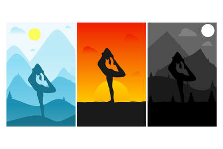 Illustration Vector Graphic of Yoga Silhouette. Perfect to use for Yoga Studio Wallpaperのイラスト素材