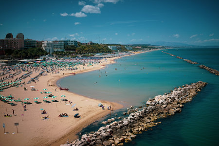 Sunny italian beach in the summer in Tremoliの写真素材
