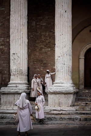 Group of sisters in front of a churchのeditorial素材