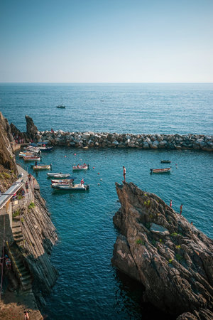 Rock pool in Manarola,Province La Spezia,Cinque Terre,Liguria,Italyのeditorial素材