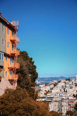 Colorful San Francisco building tops with Bay Sunny dayの写真素材