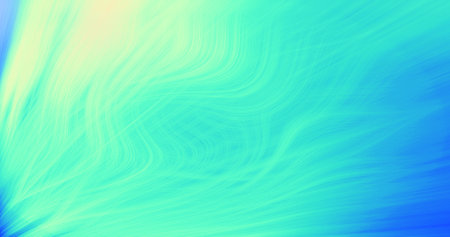 Abstract composition with bright fibers flowing over a blue colored background
