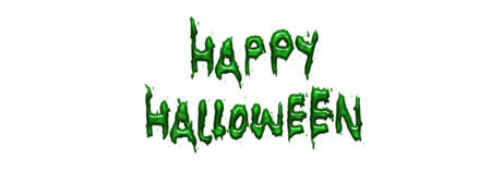 Happy Halloween greeting illustration. Green glitter glue creative calligraphy isolated on white backgroundの写真素材