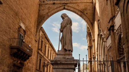 Side view of Statue of St. Francis of Paola at the Cathedral of Palermo, Sicily, Italy.の写真素材