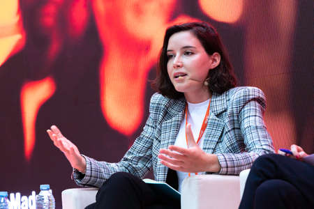 MADRID - SPAIN - NOVEMBER 13th 2021 - Andrea Fernandez, at the XIV Regional Congress of the PSOE of Madridのeditorial素材