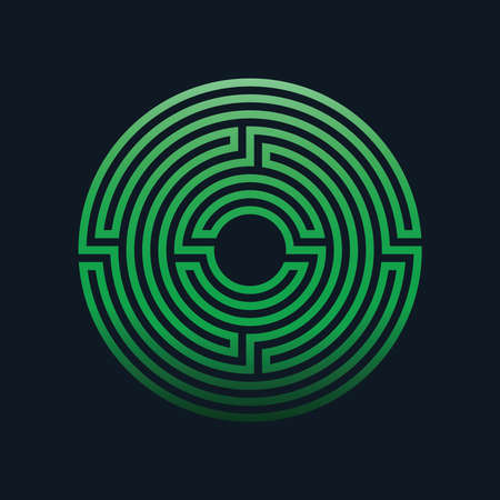 Circular maze-like design. Abstract geometric line art. Classic style. vector illustrationのイラスト素材