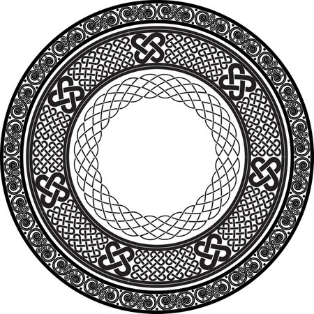 Celtic knot round frames. Set of 3 rings of celtic braids isolated on white background. Viking, medieval style vector illustration. Element for graphic designのイラスト素材