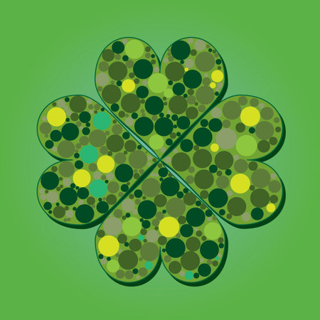 Four leaf clover icon. Clover silhouette filled with dots. St. Patrick's day vector illustrationのイラスト素材