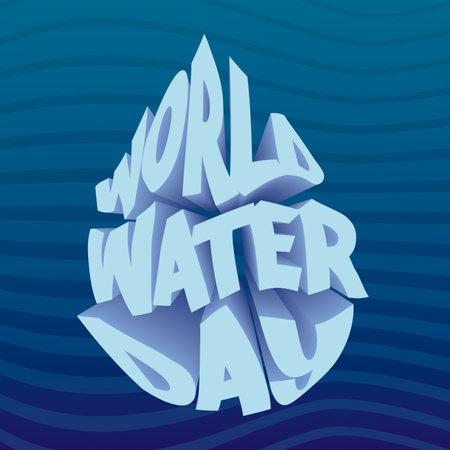 World Water Day design illustration. Vector abstract waterdrop concept. Modern 3D text styleのイラスト素材