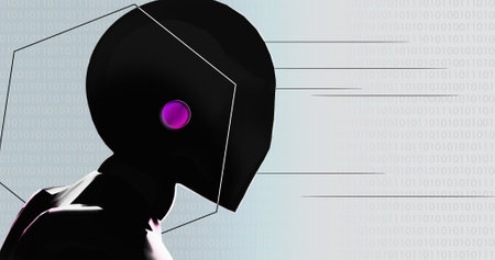 Silhouette of a robot on a bright background. Artificial intelligence concept. Futuristic style illustrationの写真素材