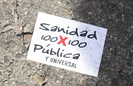 MADRID - SPAIN - OCTOBER 21th 2022 - Rally in defense of public health careのeditorial素材