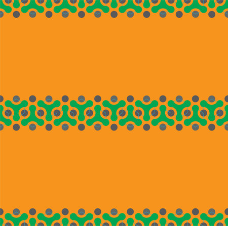 Dots and geometric shapes over orange background. vector seamless pattern. abstract illustrationのイラスト素材