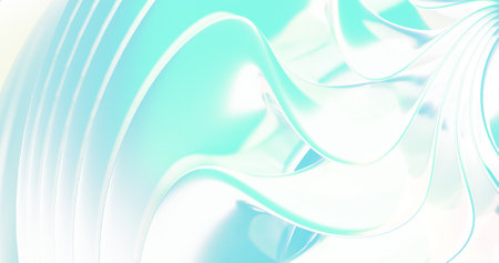 A blue and white background with a wave pattern. The background is very bright and the wave pattern is very smoothの写真素材