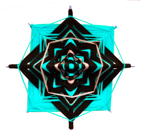 Wicker mandala on white background. Blue and black gammaの写真素材