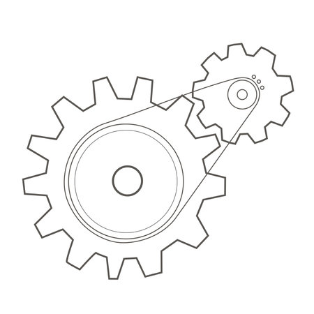 Composition with gears. Simple linear vector illustrationのイラスト素材