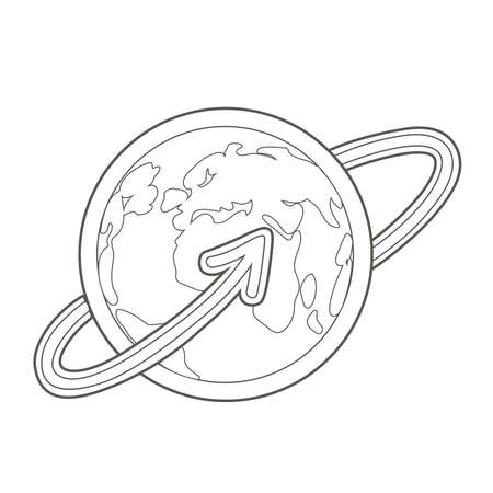 Around the Earth. Simple vector monochrome illustrationのイラスト素材