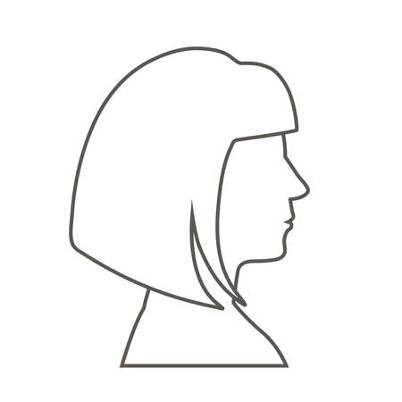 Woman head profile, silhouette. Simple vector monochrome illustrationのイラスト素材
