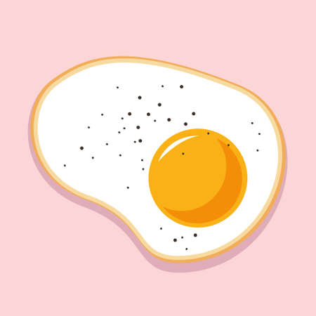Fried eggs, breakfast. Color vector illustration on a light background.のイラスト素材