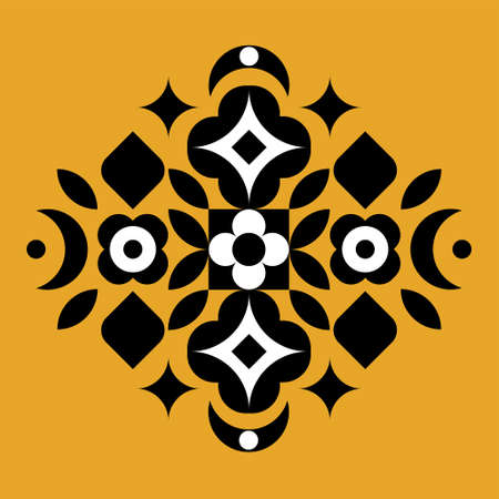 Ornament of simple shapes with a floral motif. Colored vector illustrationのイラスト素材