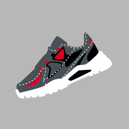 Sneakers. Simple color vector illustration on a grayのイラスト素材