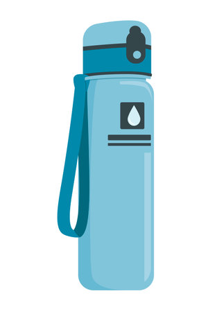 Stylish modern flask or bottle for water, which can be used by sportsmen, people on vacation, to take with them on a hike.のイラスト素材