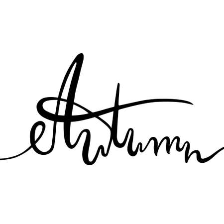 Autumn hand drawn endless calligraphy design template. T-shirt, greeting card, banner lettering illustration. Vector illustration isolated on white background.のイラスト素材