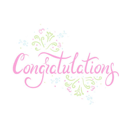 Congratulations modern brush calligraphy, handwritten phrase for your design. Inscriptions. Calligraphic banner. Vectorのイラスト素材