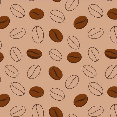 Seamless pattern. Vector illustration of coffee beans. Great for printing on fabric for chef uniform, coffee shop menu.のイラスト素材
