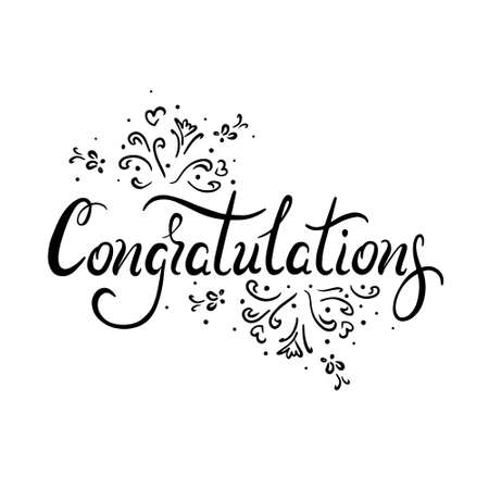 Congratulations modern brush calligraphy, handwritten phrase for your design. Inscriptions. Calligraphic banner. Vector.のイラスト素材