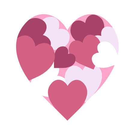 Heart composed of heart-shaped shades of pink. Vector illustration, design element suitable for...
