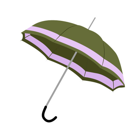 Vector cartoon illustration of a stylish umbrella cane with a stripe. Icon for the web. Isolated on white background.のイラスト素材