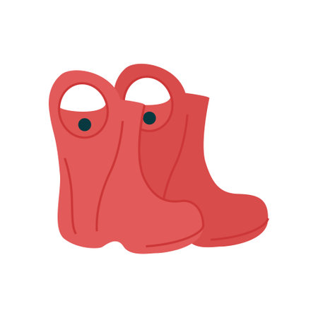 Childrens rubber boots on thick corrugated soles, icon isolated on white background, vector cartoon illustration in flat styleのイラスト素材