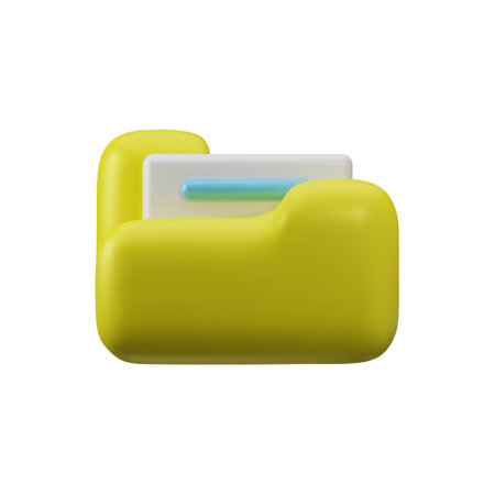 Glossy plastic yellow 3d folder . Cute minimalistic style for the interface of applications and web...
