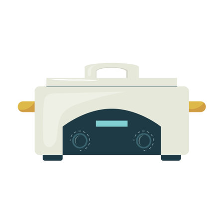 Nail tools sterilizer on white background. Appliance sterilizer device or container for beauty salon, equipment manicure tools. Flat vector illustration dry heat sterilizer oven.のイラスト素材