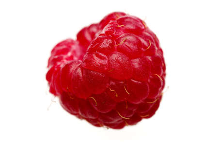 Single raspberry isolated on a white background