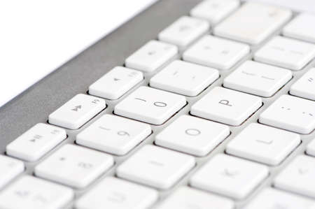 Apple mac white Keyboard focused on the number 0の写真素材
