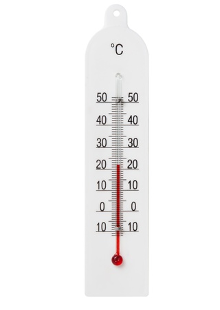 Simple domestic glass thermometer isolated on white backgroundの写真素材